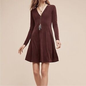Anthropologie Dolan Left Coast Collection Plum Long Sleeve Dress  Sz XS